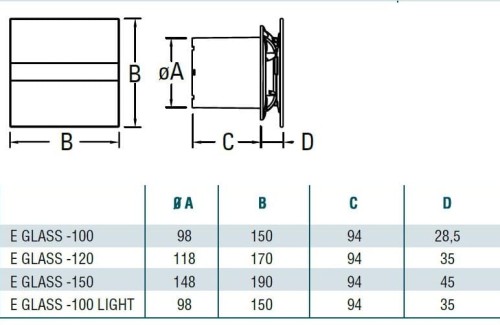 Wentylator łazienkowy Cata E120GT Timer szklany