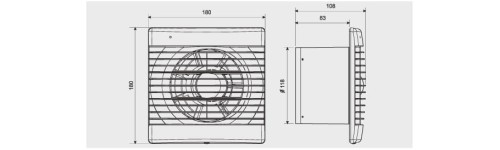 Wentylator łazienkowy DECOR 200CHZ Czujnik wilgoci i Timer