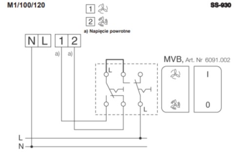 Przełącznik obrotów Helios MVB 6091 do wentylatora Helios M1