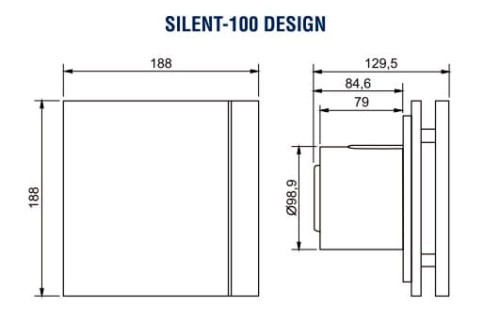 Wentylator łazienkowy Silent Design 100CHZ Czujnik wilgoci + Timer