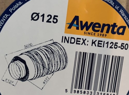Przewód wentylacyjny izolowany elastyczny  125mm/5mb