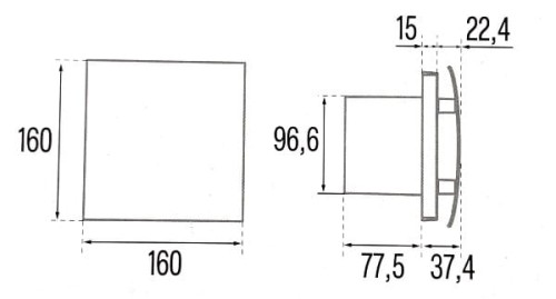 Srebrny wentylator łazienkowy Cata Silentis 100 Standard Satyna