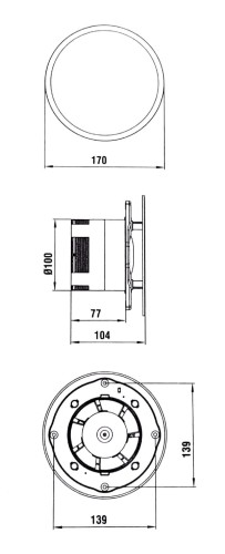 Czarny wentylator łazienkowy Trox WXT100CZ Standard Awenta