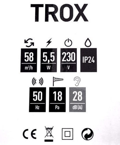 Czarny wentylator łazienkowy Trox WXT100CZ Standard Awenta