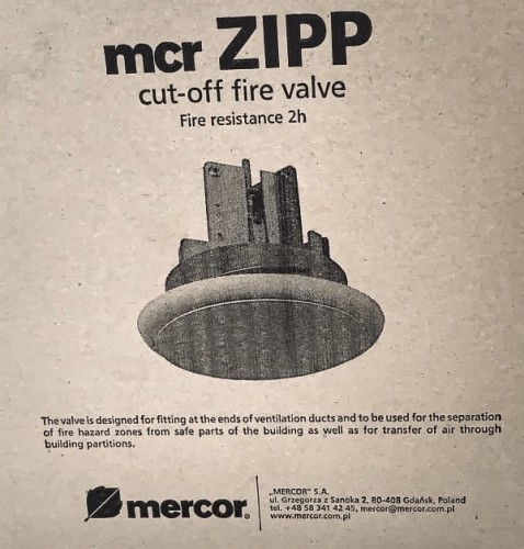 Zawór przeciwpożarowy Mercor ZIPP RST fi125 EI120 ppoż