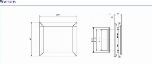 Czarna kratka wentylacyjna higro Silentium 50h Black fi125