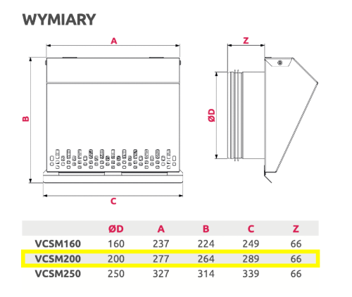 Czerpnia wentylacyjna ścienna grafitowa fi 200 do rekuperacji