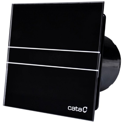 Czarny Wentylator łazienkowy Cata E100G BLACK Standard szklany