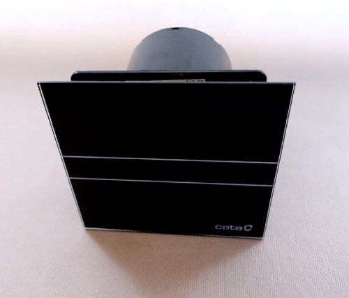 Czarny Wentylator łazienkowy Cata E100G BLACK Standard szklany