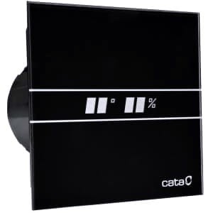 Czarny Wentylator łazienkowy Cata E100GTH BLACK Czujnik wilgoci + Timer szklany