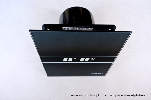 Czarny Wentylator łazienkowy Cata E100GTH BLACK Czujnik wilgoci + Timer szklany