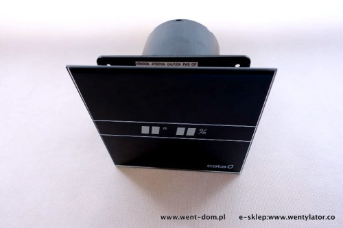 Czarny Wentylator łazienkowy Cata E100GTH BLACK Czujnik wilgoci + Timer szklany