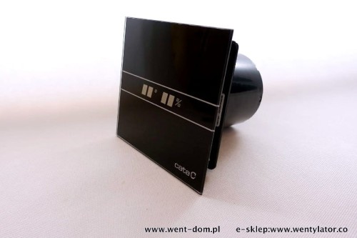 Czarny Wentylator łazienkowy Cata E100GTH BLACK Czujnik wilgoci + Timer szklany