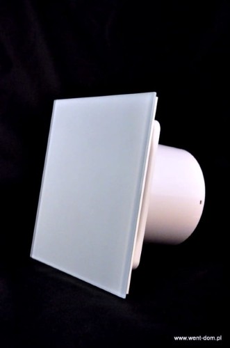 Biały wentylator łazienkowy 125 sznurek Szkło mleczne