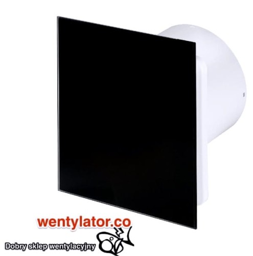 Czarny wentylator łazienkowy 125 timer Szkło połysk