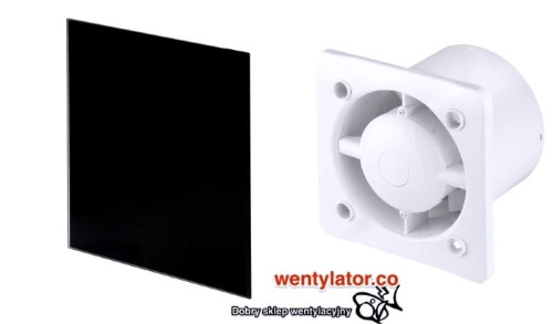 Czarny wentylator łazienkowy 125 timer Szkło połysk