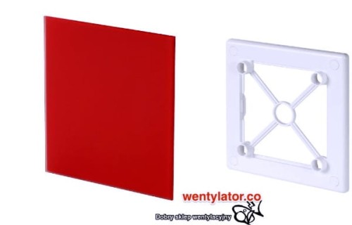 Czerwona szklana kratka wentylacyjna MAT 100 ramka mocująca bez wpustu biała