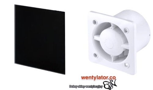 Czarny wentylator łazienkowy 100 higro Szkło matowe