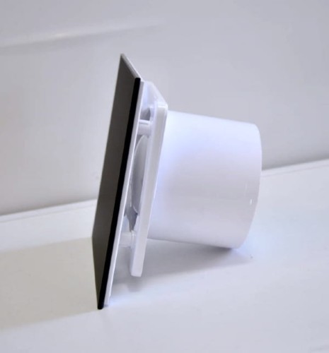 Czarny wentylator łazienkowy 100 higro Szkło matowe