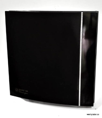 Czarny wentylator łazienkowy Silent Design 100CZ Swarovski