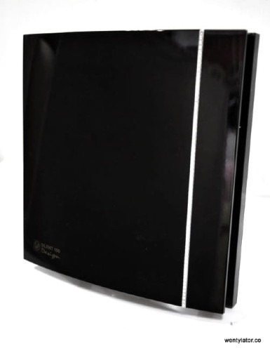 Czarny wentylator łazienkowy Silent Design 100CZ Swarovski