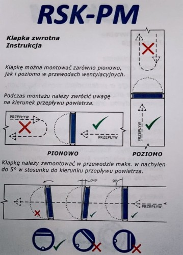 Zawór zwrotny wentylacyjny z magnesem fi 160 RSK-PM do okapu 