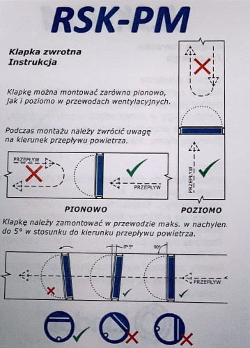 Zawór zwrotny wentylacyjny z magnesem fi 100 RSK-PM do okapu