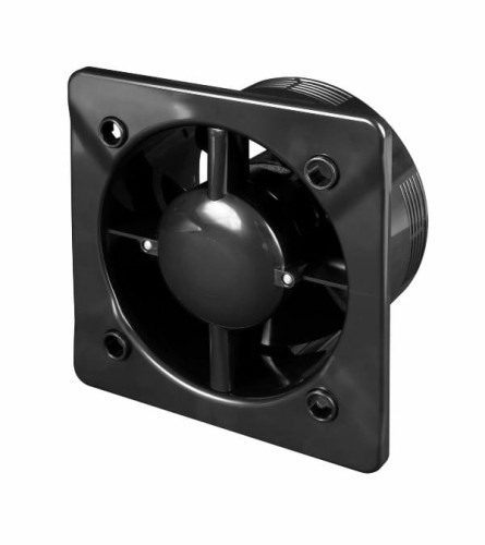 Czarny wentylator łazienkowy 125 standard Szkło połysk