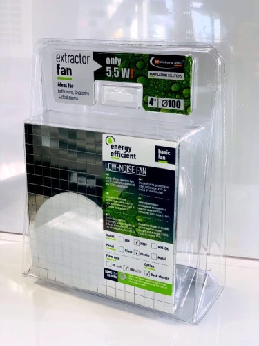 Srebrny wentylator łazienkowy Ultra Cichy z frontem o efekcie lustrzanym [on/off] [9227]