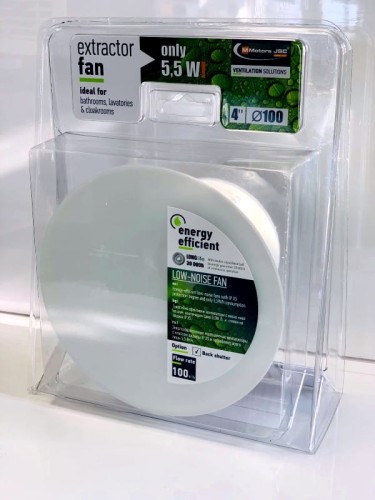 Biały okrągły wentylator łazienkowy on/off Ultra Cichy ze szklanym panelem mat [2393]