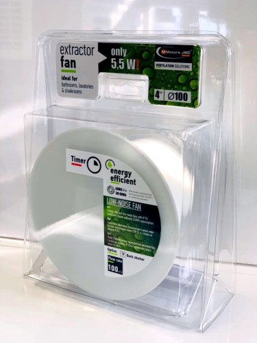 Biały okrągły wentylator łazienkowy Timer Ultra Cichy ze szklanym panelem mat [2409]