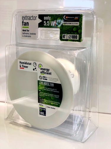 Biały okrągły wentylator łazienkowy Higro Ultra Cichy ze szklanym panelem mat [2416]