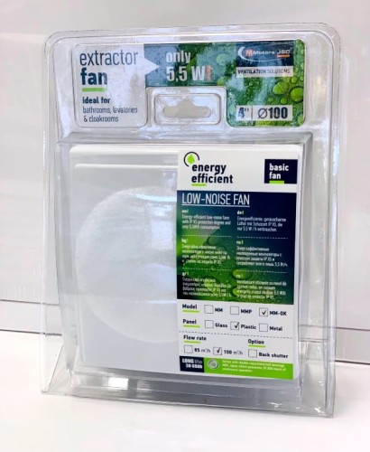 Biały wentylator łazienkowy on/off krótki króciec fi 100-110 [4673]