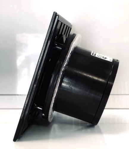 Czarny matowy wentylator łazienkowy Ultra Cichy ze szklanym panelem [on/off] [9265]