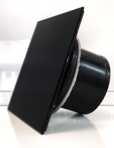 Czarny matowy wentylator łazienkowy Ultra Cichy ze szklanym panelem [on/off] [9265]