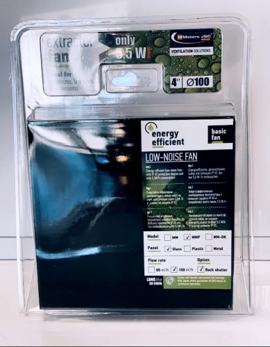 Czarny matowy wentylator łazienkowy Ultra Cichy ze szklanym panelem [on/off] [9265]