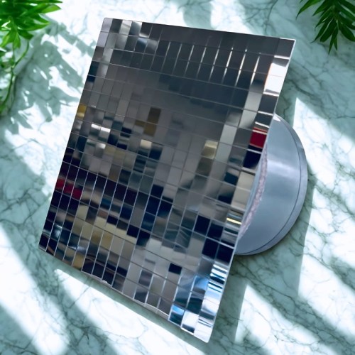 Srebrny wentylator łazienkowy Ultra Cichy z frontem o efekcie lustrzanym [on/off] [9227]