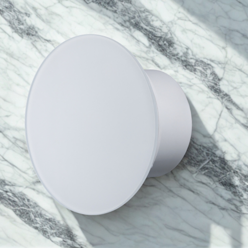 Biały okrągły wentylator łazienkowy Higro Ultra Cichy ze szklanym panelem mat [2416]