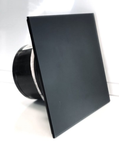 Czarny matowy wentylator łazienkowy z timerem Ultra Cichy ze szklanym panelem [2355]