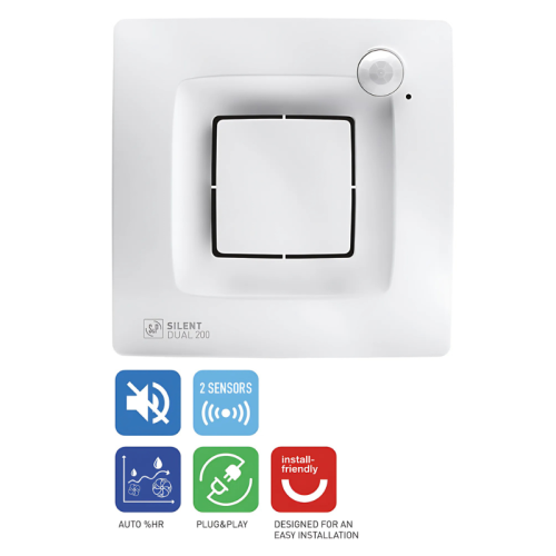 Wentylator Silent Dual 200 czujnik ruchu i czujnik wilgoci