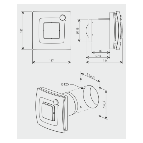 Wentylator Silent Dual 200 czujnik ruchu i czujnik wilgoci
