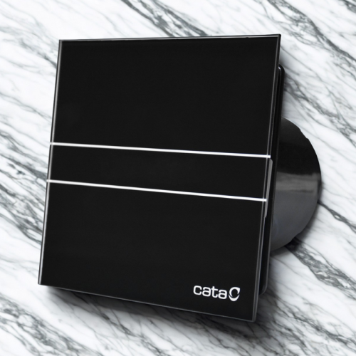 Wentylator łazienkowy czarny Cata E120GB Standard fi 120 szklany panel