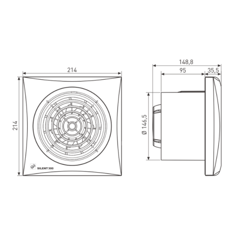 Wentylator łazienkowy Silent 300CHZ Czujnik wilgoci i Timer