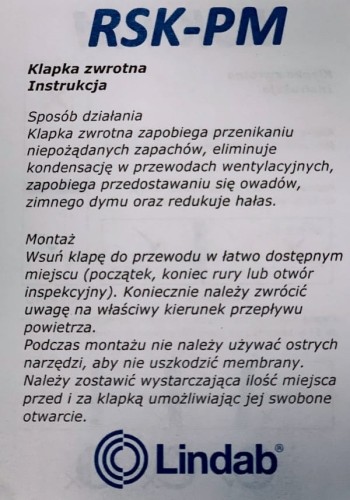 Zawór zwrotny wentylacyjny z magnesem fi 200 RSK-PM do okapu
