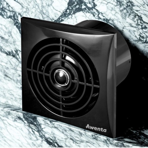 Czarny wentylator łazienkowy SILENCE WZ 100HCZ higro+timer