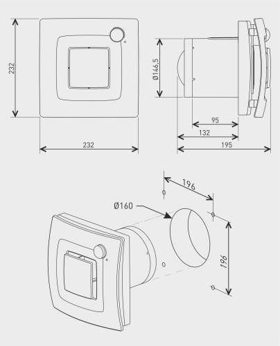 Wentylator Silent Dual 300 czujnik ruchu i czujnik wilgoci