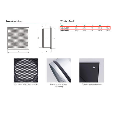 Czerpnia do podbitki stal szlifowana fi 200
