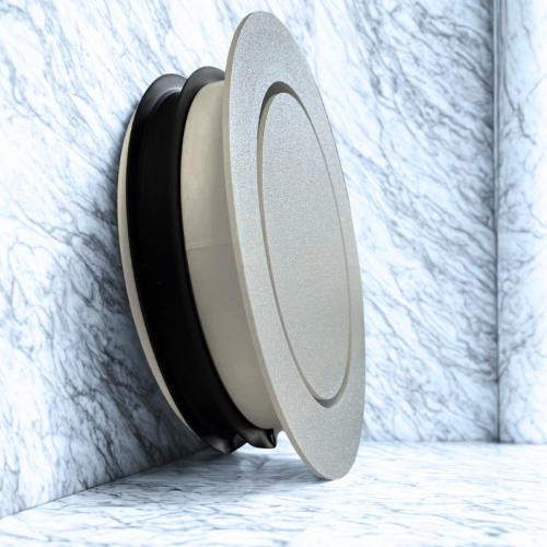 Biały płaski anemostat fi160mm wyciągowy VPE-160B Lindab