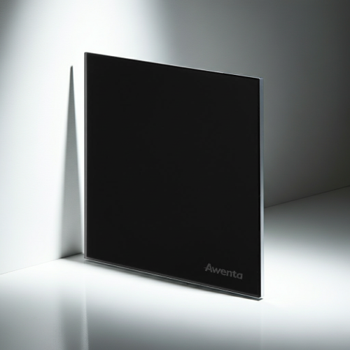 Czarna szklana kratka wentylacyjna MAT 100 ramka mocująca bez wpustu biała