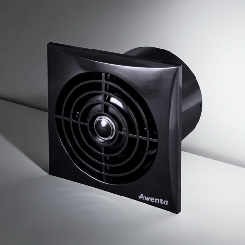 Czarny wentylator łazienkowy SILENCE WZ 100HCZ higro+timer